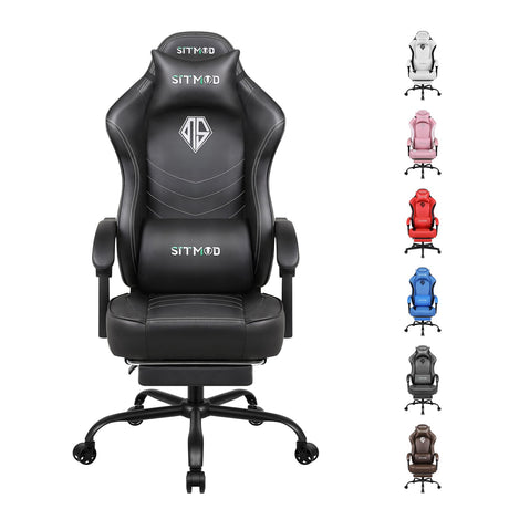 Gaming Chair for Adults, Big and Tall Gamer Chairs with Footrest and Lumbar Support, Height Adjustable Reclining Heavy Duty Computer Chair for Gaming Room, Living Room and Office SITMOD