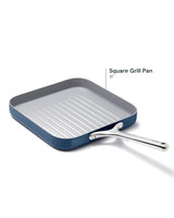 Caraway Square Grill Pan - 11” Grill Pan - Non-Stick Ceramic Coated - Non Toxic, PTFE & PFOA Free - Oven Safe & Compatible with All Stovetops - Navy Caraway