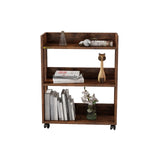 ALISENED 3 Tier Nightstand with Wheels, Wood Small Bookshelf and Bookcase, Farmhouse Bedside End Table with Storage Rack for Bedroom, Library, Living Room, Home, Office Cart, Rustic ALISENED