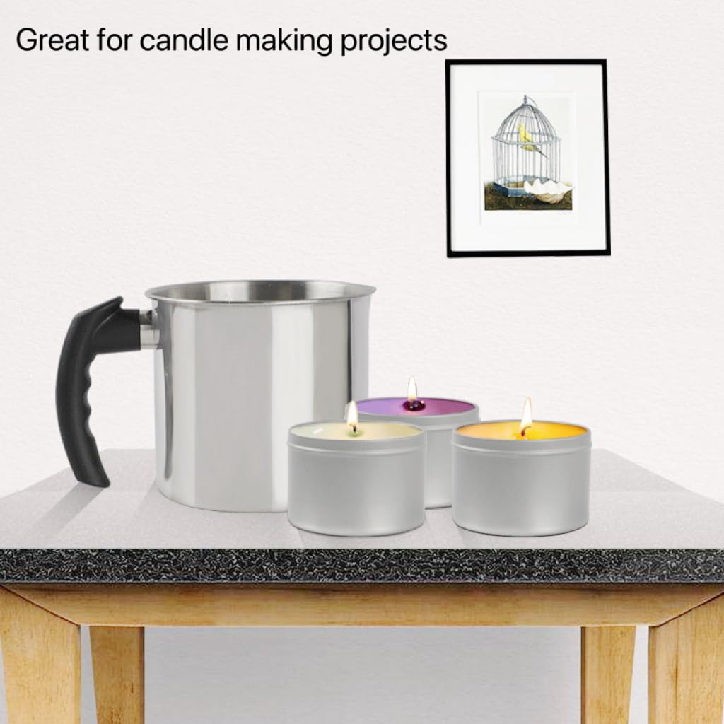 Candle Making Pouring Pot, 44oz 1.3L Wax Melting Pot and Spoon 304 Stainless Steel Candle Making Pitcher Heat-Resistant Handle Dripless Pouring Spout Design Phinicco