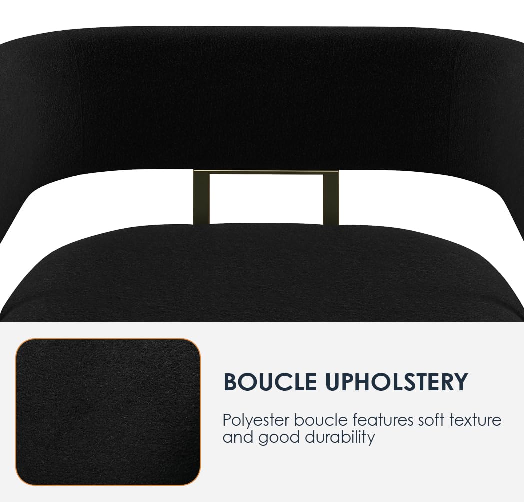 AODAILIHB Mid Century Sherpa Boucle Accent Chair Set of 2, Modern Upholstered Armchair Black Bucket Chair Comfy Side Chair Arm Chairs for Living Room, Office, Club, Reading Nook (2, Black) AODAILIHB