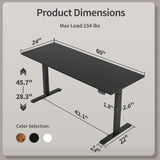 Agilestic Electric Standing Desk, Large 60 x 24 Inches Height Adjustable Desk, Sit Stand up Desk for Work Office Home, Ergonomic Rising Gaming Computer Table with Memory Preset, Black Agilestic
