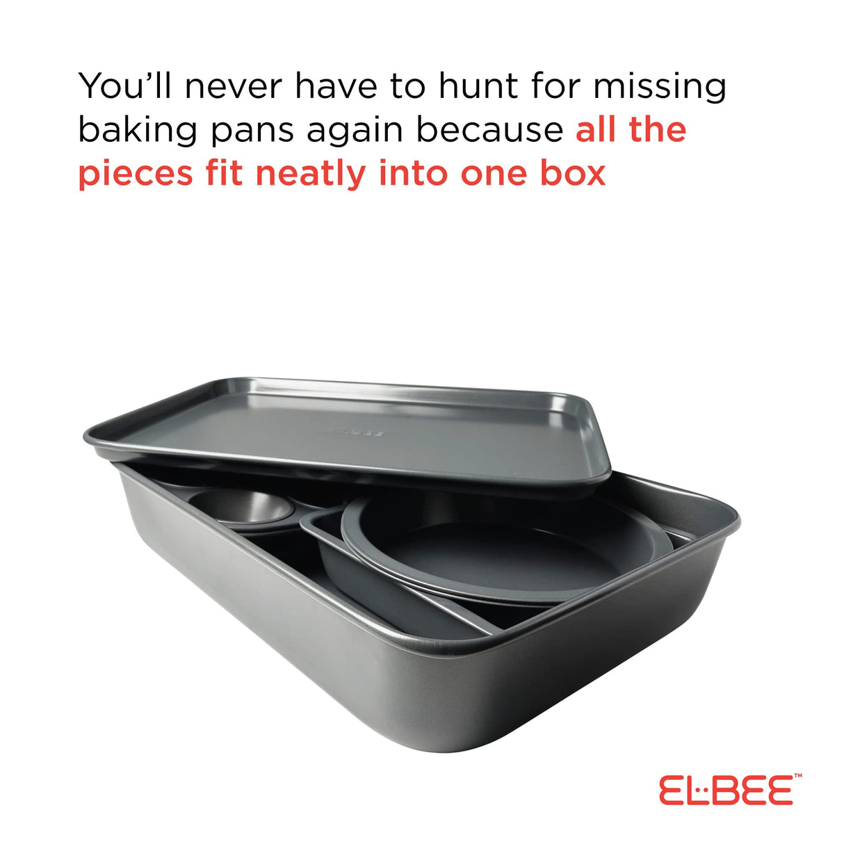 Elbee Home Set of 8 Durable Non-Stick Carbon Steel Baking Bricks for Easy Storage Elbee