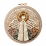 Amiiba Embroidery Starter Kit with Angel with Halo Pattern, DIY Full Range Stamped Embroidery Cross Stitch Kits for Beginners Adults (Angel)