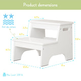 Forbena Wood 2 Step Stool for Kids Bathroom Sink, White Toddler Step Stool for Toilet Potty Training, Child Stepping Stool for Kitchen Nursery Bedroom, Sturdy Non Slip Adult Stool for Closet Forbena