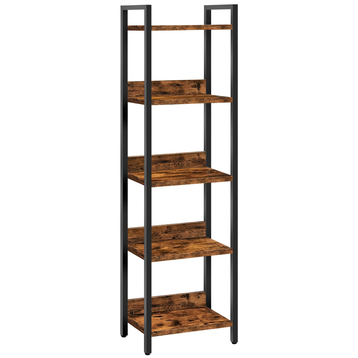 MAHANCRIS Bookshelf, 5-Tier Bookcase, Standing Book Shelf for Small Space, Storage Shelf Organizer, for Living Room, Bedroom, Study, Balcony, Rustic Brown and Black BKHR5501 MAHANCRIS