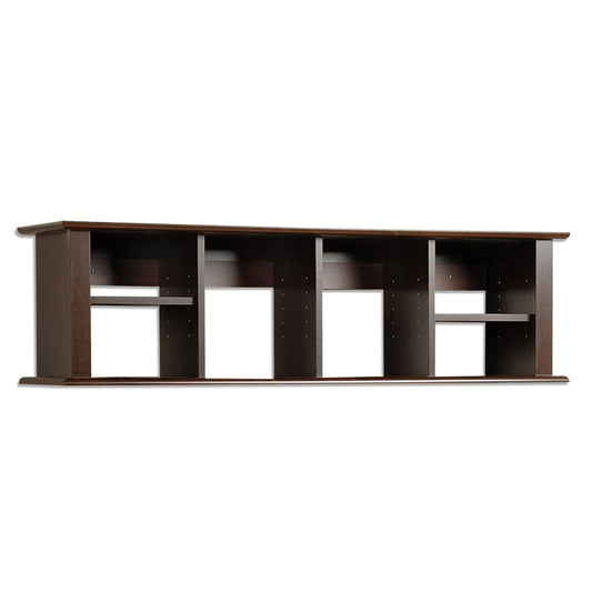 Espresso Wall Mounted Desk Hutch with Adjustable Shelves - WoodArtSupply