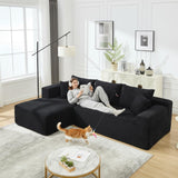 PELUMY 108.7" L-Shaped Modular Sectional Sofa with Oversized Chaise, Cloud Couch with Memory Foam, No Assembly Required Sleeper Sofa for Small Space Living Room, Apartment (Black, Corduroy) PELUMY