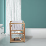 Free Standing Towel Racks for Bathroom - Besuerte 2 Tier Bath Towel Rack, Blanket Rack Stand for Living Room, Bedroom, Towel Drying Rack for Bathroom, 31.5" H Blanket Holder with White Towels Letters Besuerte