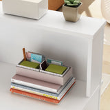 ECACAD Reception Desk with Light, Display Shelf & Lockable Drawers, Office Desk Reception Counter Table with Keyboard Tray and Door, White (47.2”W x 19.7”D x 39.2”H) ECACAD