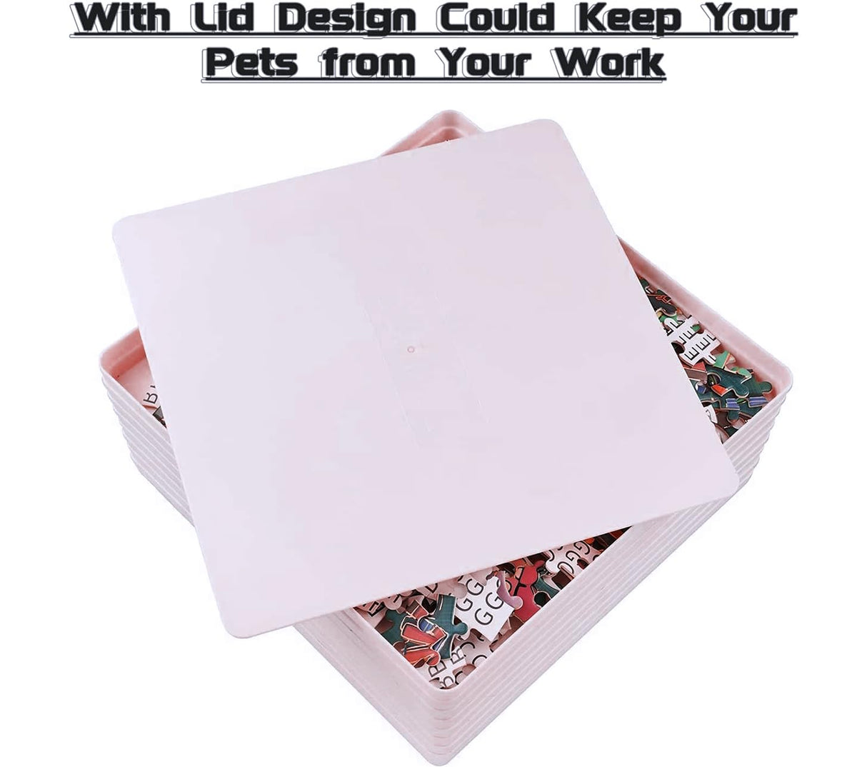 8 Sorting Trays with Lid 8x8 Premium Puzzle Trays for Lovers Up to 1000-1500 Pieces, Convenient Tool (White) RECHIATO