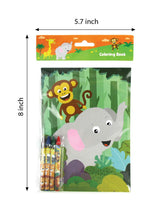 TINYMILLS Safari Zoo Animals Coloring Book for Kids with 12 Coloring Books and 48 Crayons Fun Jungle Book Animals Birthday Party Supplies Zoo Party Favor Bag Fillers TINYMILLS