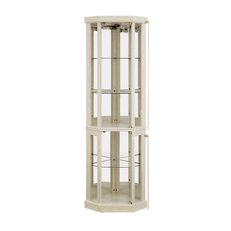 Eyisean 70" H Lighted Corner Curio Cabinet, Curio Display Cabinet with Tempered Glass Door and 5 Shelves, Light Bulb Included, Rack for Living Room (White) Eyisean