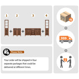 BVIUNTWO Farmhouse TV Stand for 100 inch TVs, Entertainment Center with Bookshelves, 6 Door Media Console with Adjustable Shelves, Storage Cabinet for Living Room Bedroom Home Theater, Rustic Brown BVIUNTWO