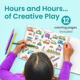 CUPKIN Sticker Book for Kids 2-4, 500+ Kids Stickers, Cars, Trucks, Planes & Trains 12 Coloring Pages 12 Side by Side Scenes, Fun Toddler Travel Activity Coloring and Sticker Books for Ages 4-8 + 8-10 CUPKIN