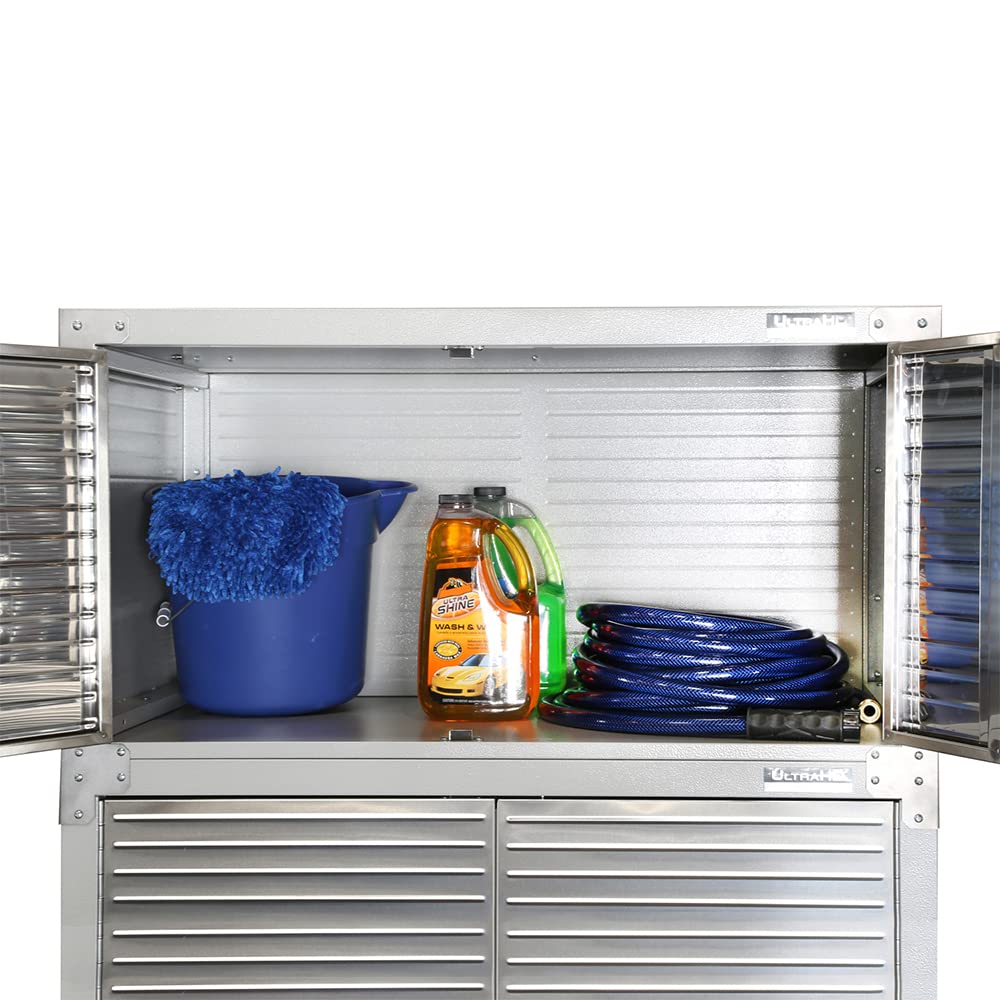 Seville Classics UltraHD Heavy Duty Mega Solid Steel Metal 2-Door Lockable Stacker Wall Storage Cabinet Organizer for Garage, Warehouse, Office, Seville Classics