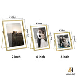 AceList Set of 3 Glass Photo Frame Collection Simple Metal Geometric Picture Frame with Glass Cover Includes 4 x 4, 4 x 6, 5 x 7 AceList