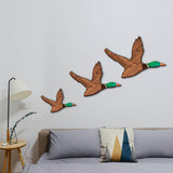 Wenqik 3 Size Mallard Duck Wall Art Wooden Ducks Wall Decor Rustic Flying Birds Decor Carved for Home Living Room Bedroom Office(Larger Size,Green) Wenqik