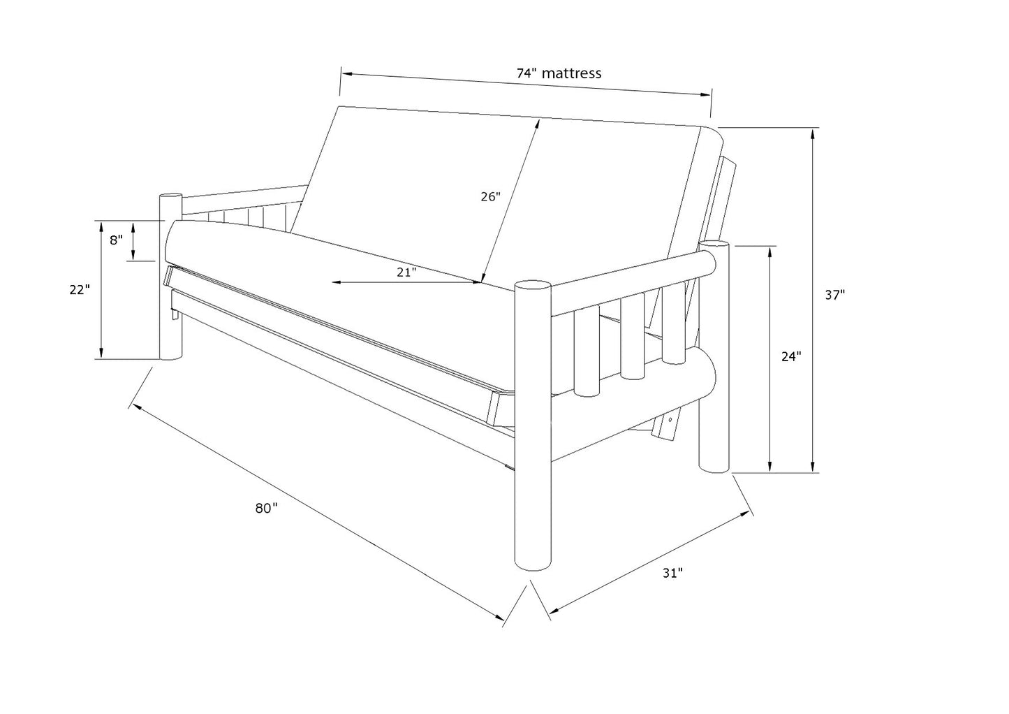 Kodiak Furniture Lodge Full-Size Traditional Solid Hardwood Frame in Natural - WoodArtSupply