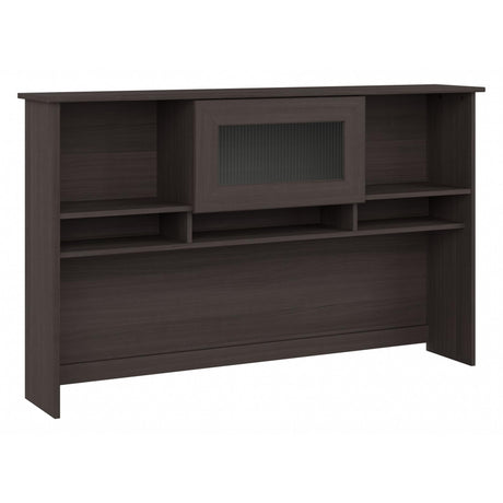 Bush Furniture Cabot 60W Desk Hutch with Shelves and Cabinet in Heather Gray Bush Business Furniture