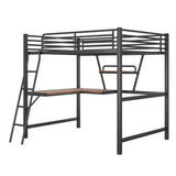 Full Size Loft Bed with Desk and Storage Shelf, Heavy Duty Loft Bed Full Size, Full Loft Bed with L- Shaped Desk and Guardrail, Full Size Loft Bed for Kids, Teens, Adults, Full Size Loft Bed Black Bellemave