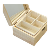 3 Pack Unfinished Surface Wood Jewelry Box (6x4.7x3 in) Small Wooden Chest Case with Glass Mirror Cregugua