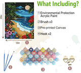 DIYDECORFUN Beach Paint by Numbers Kit for Adults, Moon Beach Paint by Number on Canvas, Frameless DIY Acrylic Landscape Easy Adults' Paint by Number Kits for Home Decor Gift 16x20 Inch DIYDECORFUN