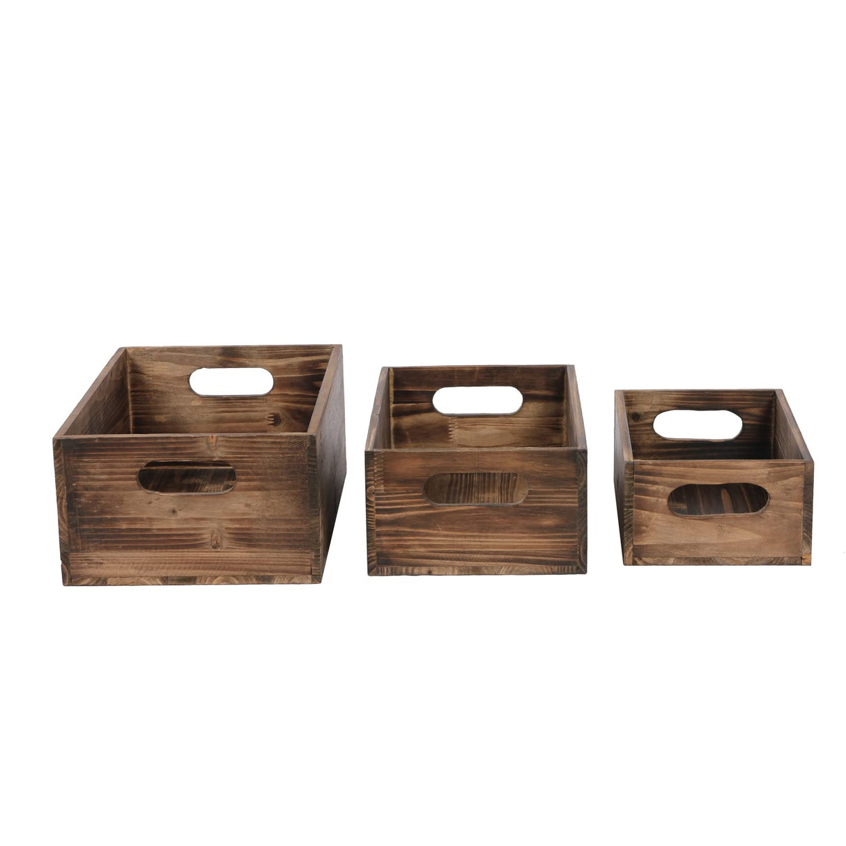 Sintosin Farmhouse Wood Crate Box Set of 3, Distressed Wooden Crates for Display, Decorative Wood Storage Bins, Rustic Wooden Basket with Side Handles, Home Container Decor for Living Room Outdoor Sintosin