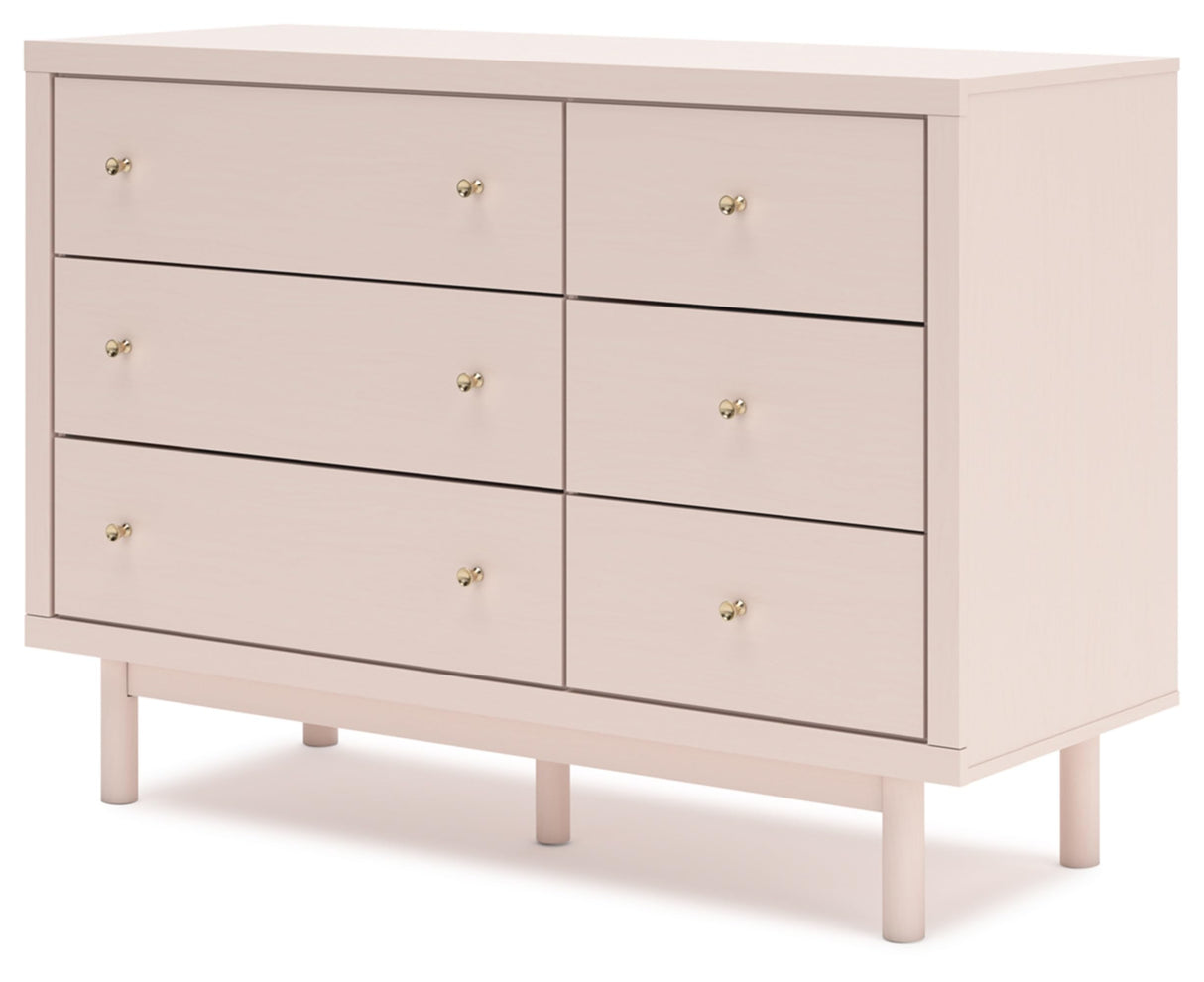 Signature Design by Ashley Wistenpine Modern 6-Drawer Dresser with Safety Stop, Pink Signature Design by Ashley