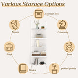 Karl home Ladder Shelf 5 Tier Wall Mounted Bookcase with Metal Frame, Open Design Shelves for Living Room, Bedroom, Home, Office, White (23.62" L x 11.81" W x 70.87" H) Karl home