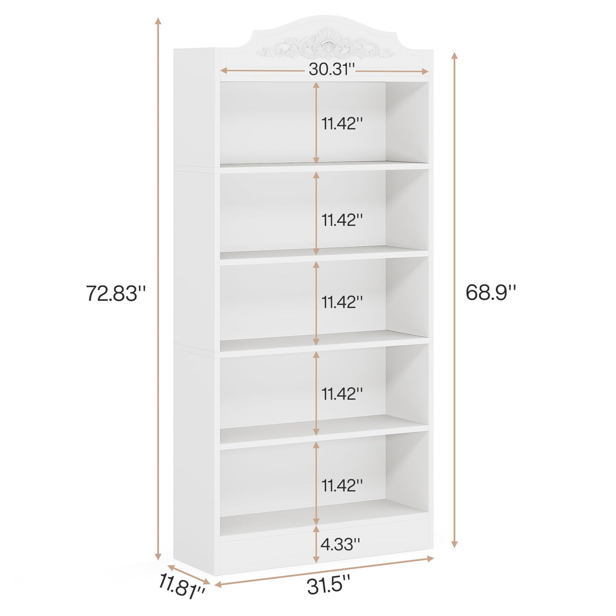 Tribesigns Set of 2 73 Inch Tall 5 Tier White Bookshelves, Modern 5-Shelf White Library Bookcase with Shelves, Freestanding Etagere Shelving Unit for Living Room/Home (2) Tribesigns