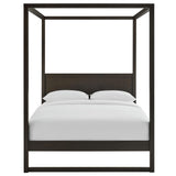 Modway Alva Queen Size 4-Post Wood Platform Canopy Bed in Smoked Oak – with with Headboard and Solid Rubberwood Frame Modway