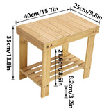 KKTONER Bamboo Step Stool with Storage Shower Bench with Shelf Foot Stool for Bathroom Living Room Bedroom Natural Color KKTONER