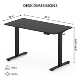FLEXISPOT Standing Desk 48 x 24 Inches Whole-Piece Desk Board Electric Stand Up Desk Height Adjustable Desk for Home Office Sit Stand Desk(Black Frame + 48" Black Top) FLEXISPOT