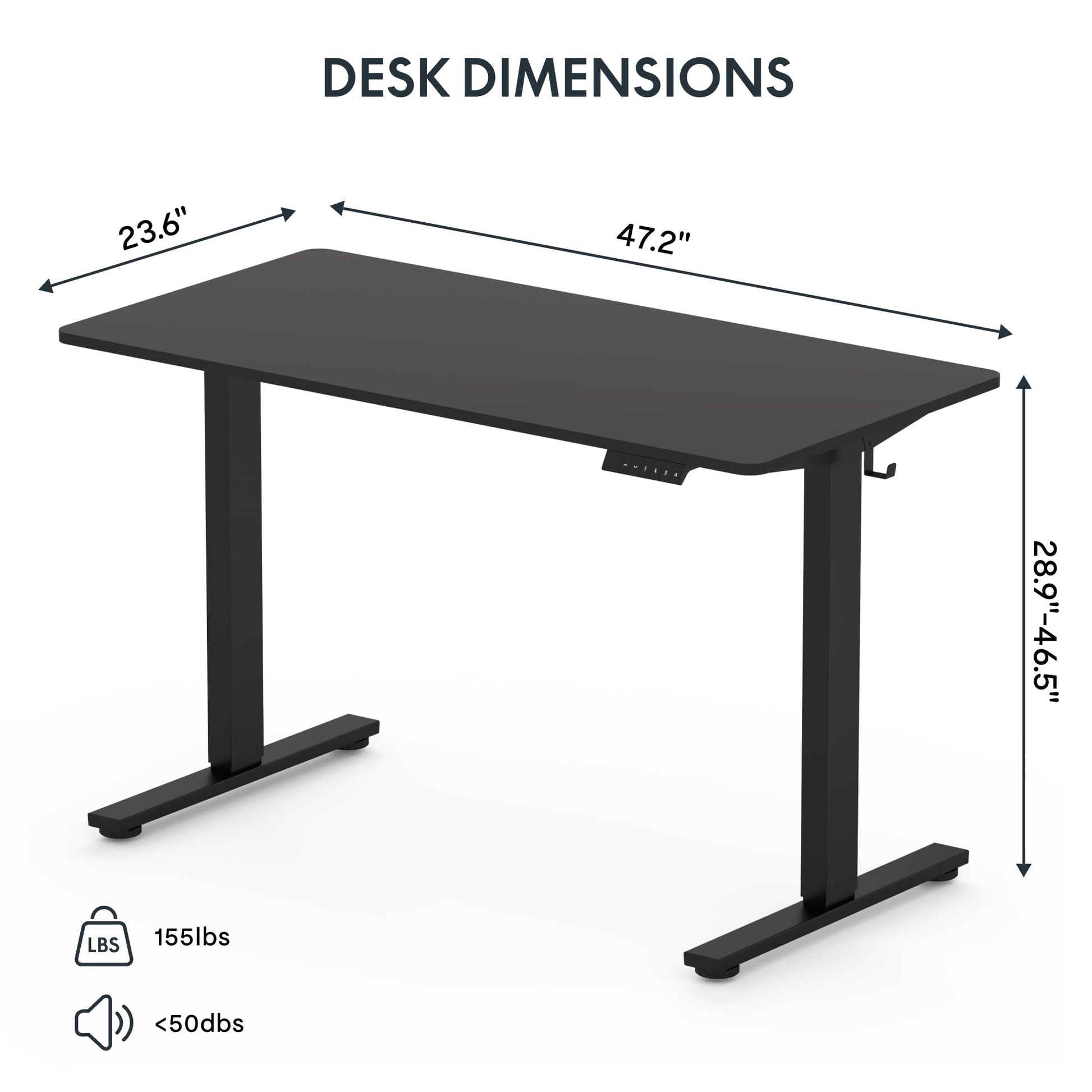 FLEXISPOT Standing Desk 48 x 24 Inches Whole-Piece Desk Board Electric Stand Up Desk Height Adjustable Desk for Home Office Sit Stand Desk(Black Frame + 48" Black Top) - WoodArtSupply