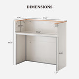 LIKEMET Reception Desk with Counter, Modern Front Reception Room Table, 47 inch Retail Counter for Checkout, Lobby, Beauty Salon, Home Office Desk, Black (White) LIKEMET