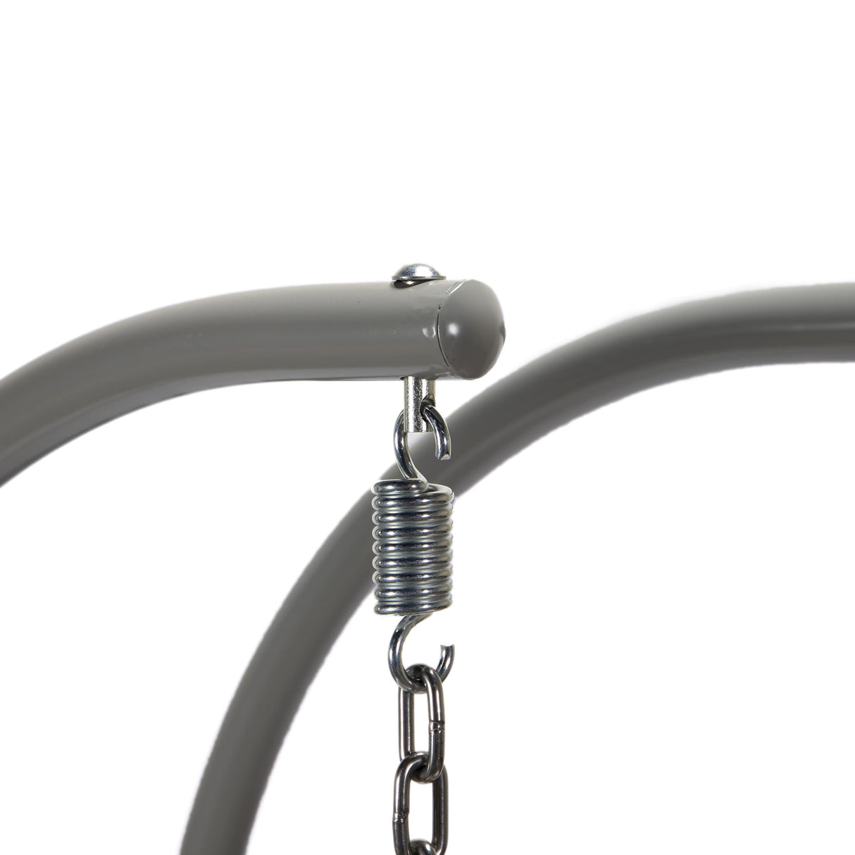 LeisureMod Light Gray Wicker 2-Person Patio Hanging Double Egg Swing Chair with Stand & Cushions for Indoor Outdoor Patio Garden Light Grey LeisureMod