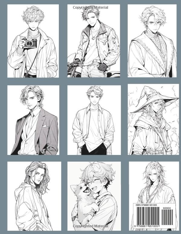 101 Kawaii Anime Guys Coloring Book: Cute and Handsome Anime Characters in Variety of Fashion and Activities for Adults and Teens who love Japanese Manga and Anime Coloring Book WoodArtSupply