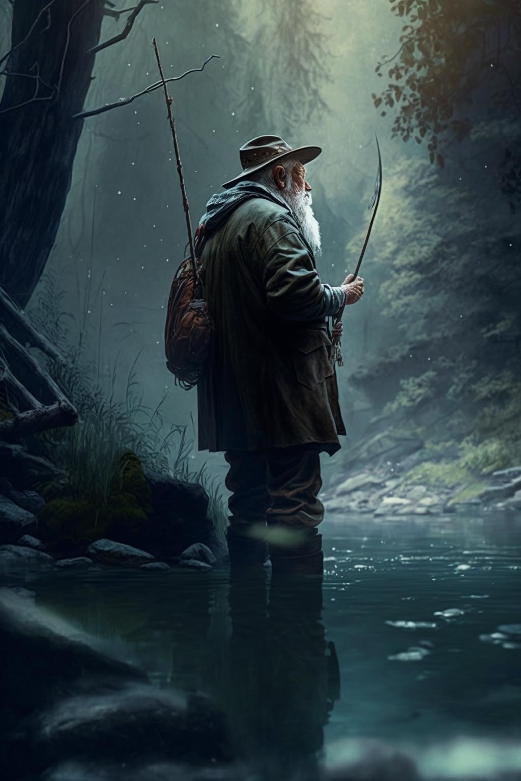 TMOLZ Fishing Elderly Diamond Painting - 5D Full Diamond Fishing Landscape Diamond Art Kit - Wall Rhinestone DIY Art Painting Home Decoration Gift 8X12 Inch TMOLZ