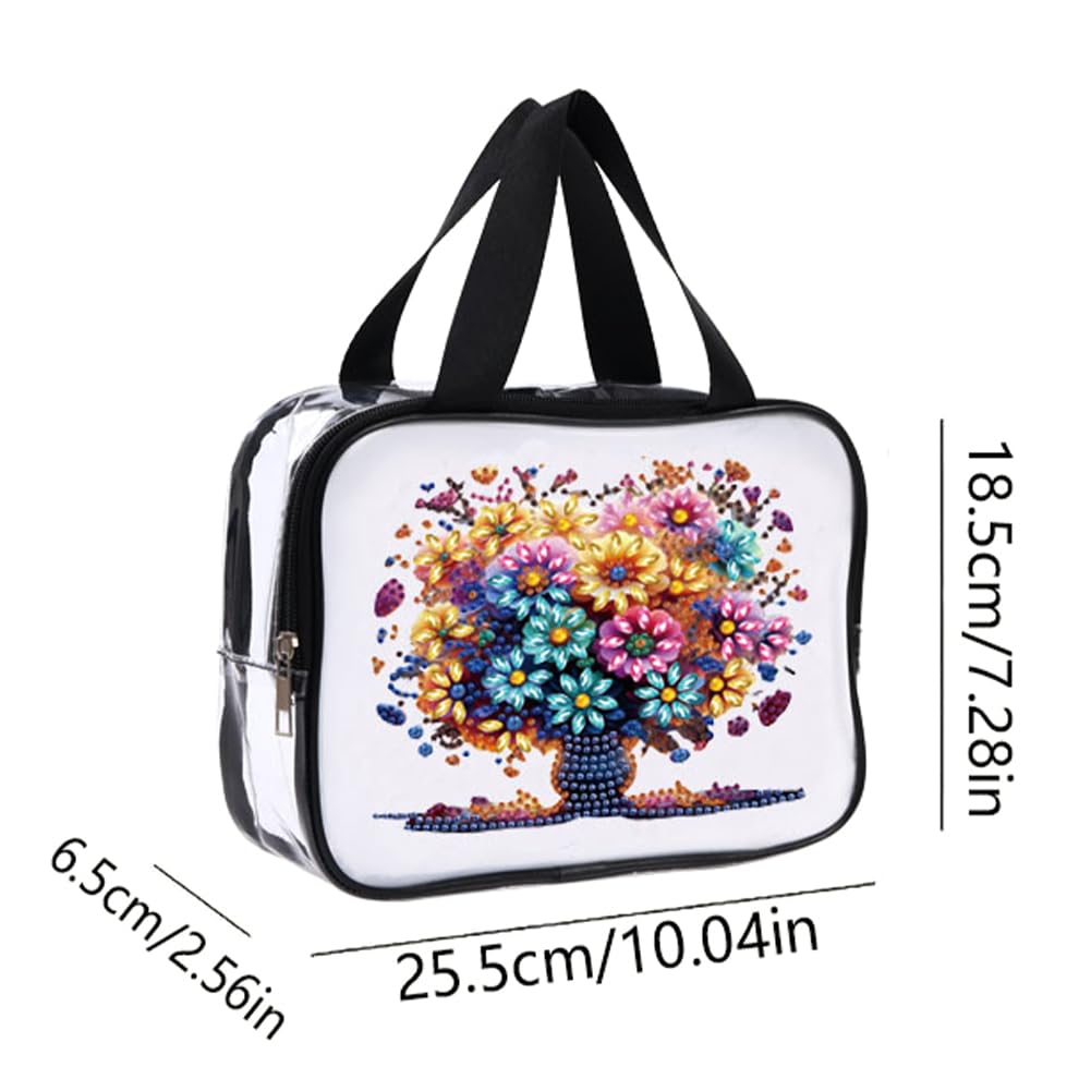 DIY Diamond Art Crystal Rhinestone Cosmetic Bag Zipper Closure Diamond Large Capacity Storage Pack 5D Diamond Art Painting PVC Pouch Handmade Craft Kits for Cash Carry Daily Use Travel-Tree of Life Generic