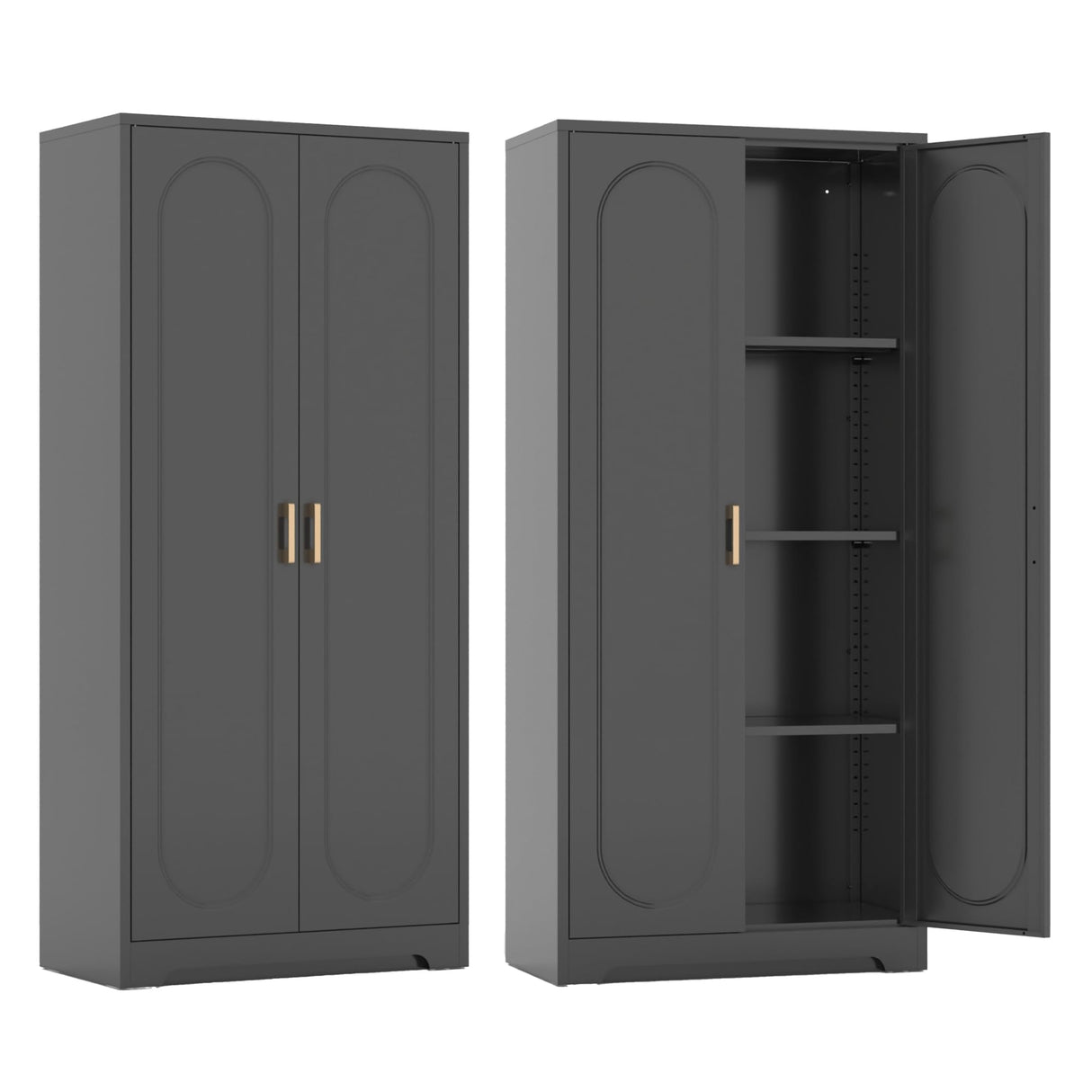 SteeLoong Metal Kitchen Storage Cabinets,60”Pantry Cabinet with Doors and 4 Adjustable Shelves,Tall Black Cabinet for Pantry, Laundry Room,Living Room,Dinning Room SteeLoong