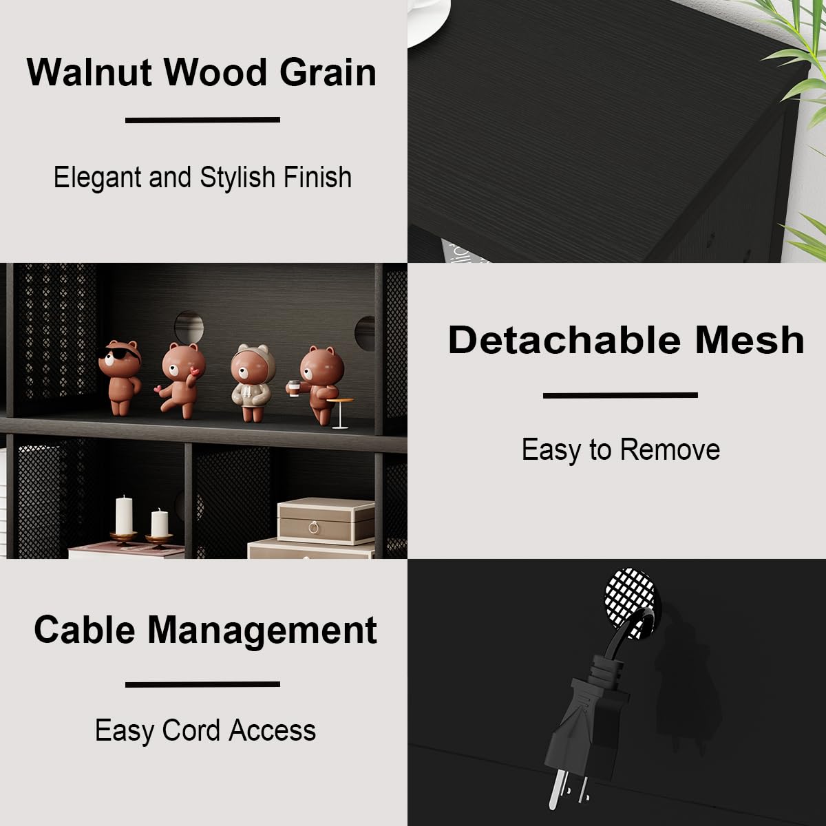 LVB Black Horizontal Bookshelf, Modern Cube Storage Organizer Bookcase, Industrial Wide Long Wood Metal Book Shelf, Farmhouse Low Large Cube Shelf for Office Home Bedroom Living Room, Black Oak, 63 In LVB