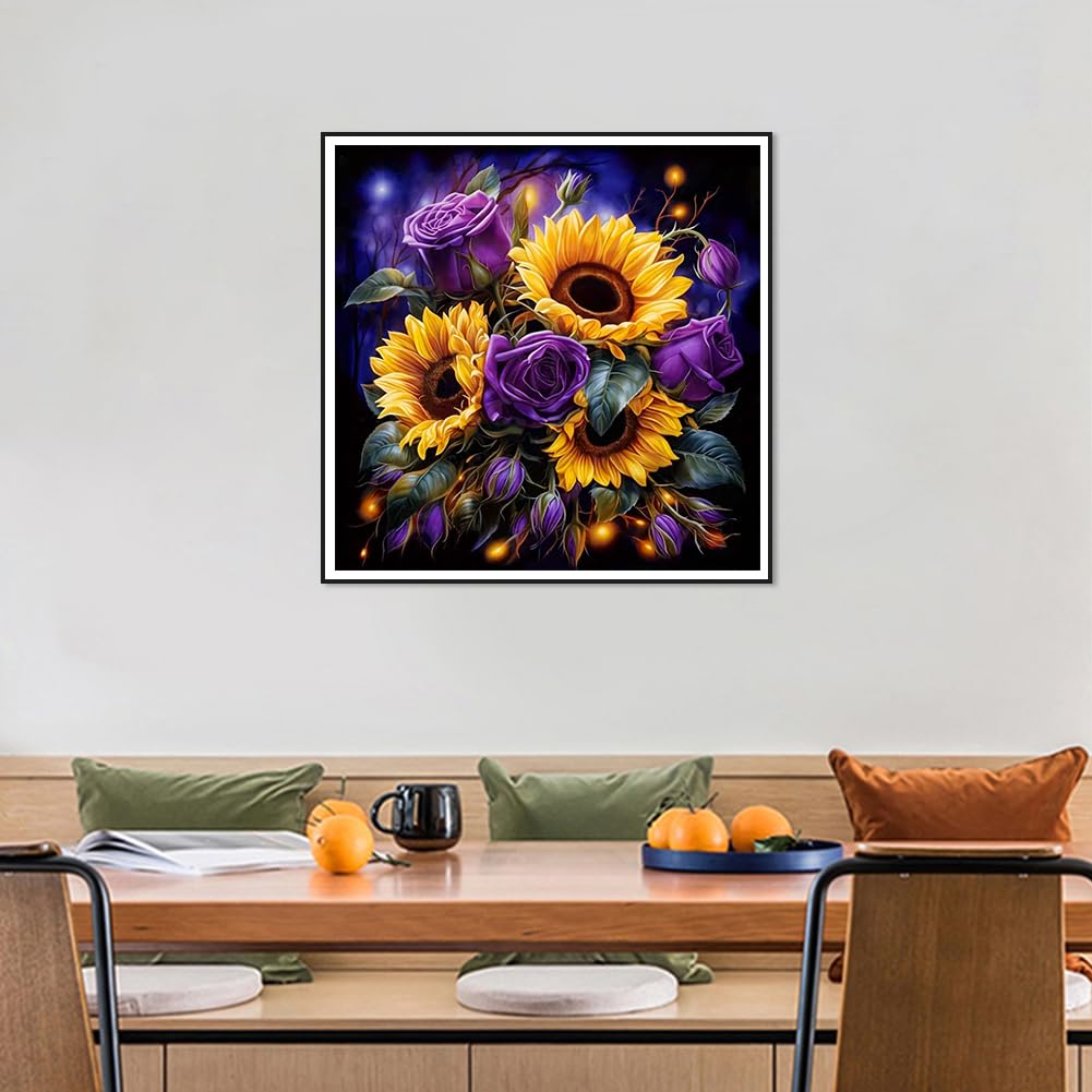 WSLWXSHM Diamond Painting Kits for Adults Sunflower, Round Full Drill Diamond Art Kits, 5D DIY Paint with Diamonds Crafts for Home Wall Decoration Gifts 12×12Inch, Flower WSLWXSHM