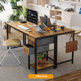CubiCubi Computer Desk with 2 Drawers, 40 Inch Small Home Office Desk with Storage Study Writing Table, Light Brown CubiCubi