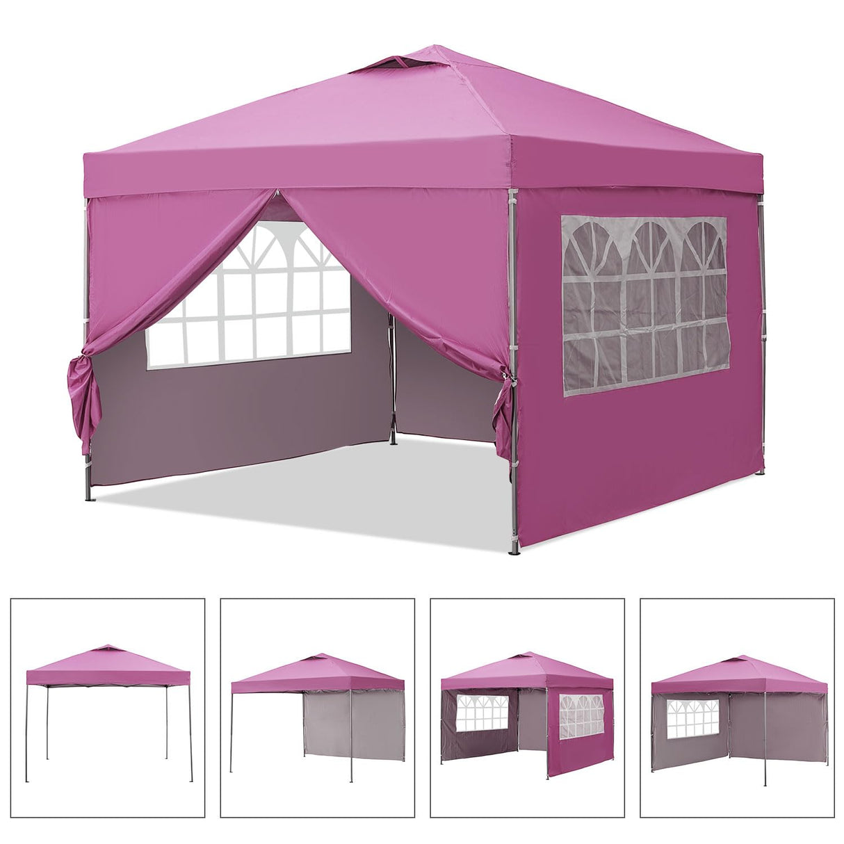 GDY 10x10ft Pop-up Paint Tent, Pink Canopy Tent, Instant Shelter Portable Outdoor Canopies with 4 Removable Side Walls. GDY