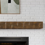 Country Living Wood Fireplace Mantel Shelf - Bodie 48 Inch Mocha Finish | Rustic Hand-Hewn and Distressed Pine Beam with Worn, Reclaimed Log Look; for Fireplaces, Hearths & Décor Country Living