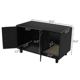 GDLF Modern Wood Pet Crate Cat Washroom Hidden Litter Box Enclosure Furniture House as Table Nightstand with Scratch Pad,Stackable (Black) GDLF