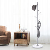 Homde Metal Coat Rack Stand with Natural Marble Base, Stainless Steel Freestanding Coat Tree Hanger with 8 Hooks, Hall Tree for Clothes Jackets Hat Scarves Handbags Entryway Bedroom (Silver) Homde
