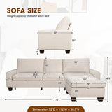 Couchus 112“ Convertible Storage Sectional Sofa,L Shaped Couch with Storage Ottoman,Multi-Functional Reversible Sofa with Huge Storage Space, Breathable Fabric (Beige) Couchus