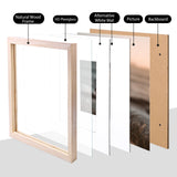 KINLINK 12x12 Picture Frame, Natural Square Solid Wood Frames for Pictures 8x8 with Mat or 12x12 without Mat, Wall Display Photo Frames Natural Wood 4 Pack KINLINK